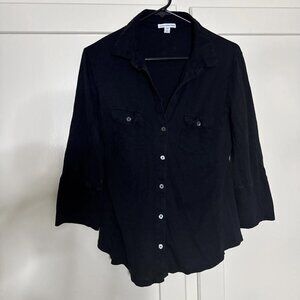 James Perse Women’s Black Long Sleeve Button Up Blouse Size 4